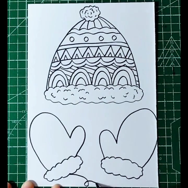 第85集 | 冬天主题画,《帽子手套》儿童画,天冷了,要注意保暖哦,棉帽手套画起来吧 #创