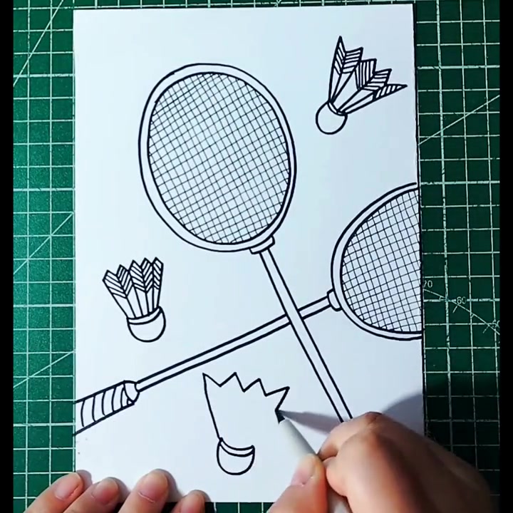 第184集 | 《羽毛球》儿童画,一起运动起来吧 #创意美术  #儿童画  #简笔画  #