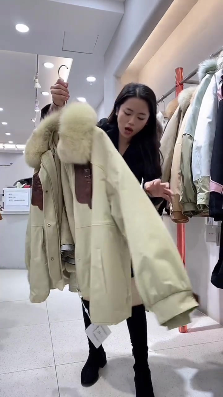 《D4430期》香港一线品牌超高档韩版时尚高品质皮草派克服