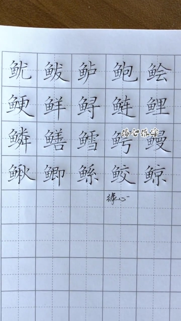鱼字旁～～今天忙,只能是库存了 手写 练字 硬笔书法 规范字书写 写字是一种生活 硬笔 +