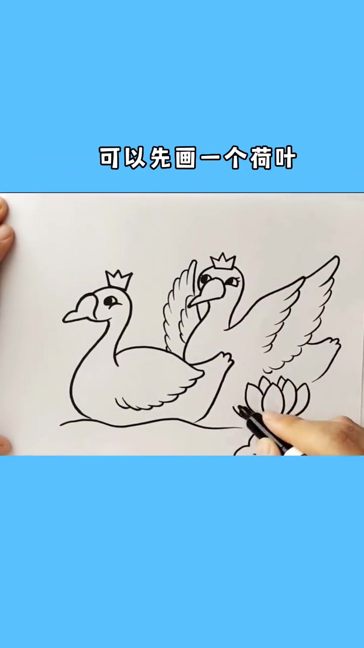 创作灵感 白天鹅风景画 简笔画