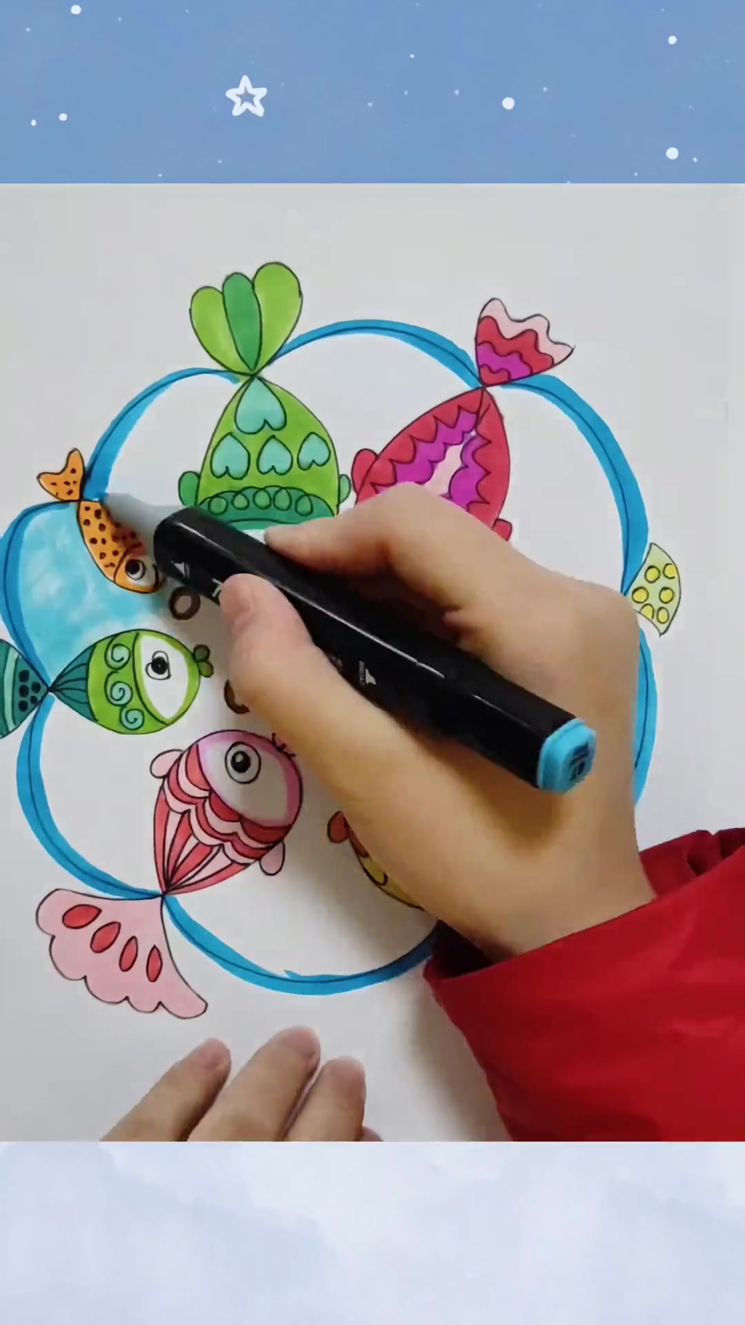 第6集|乱线画小鱼 简笔画 画画