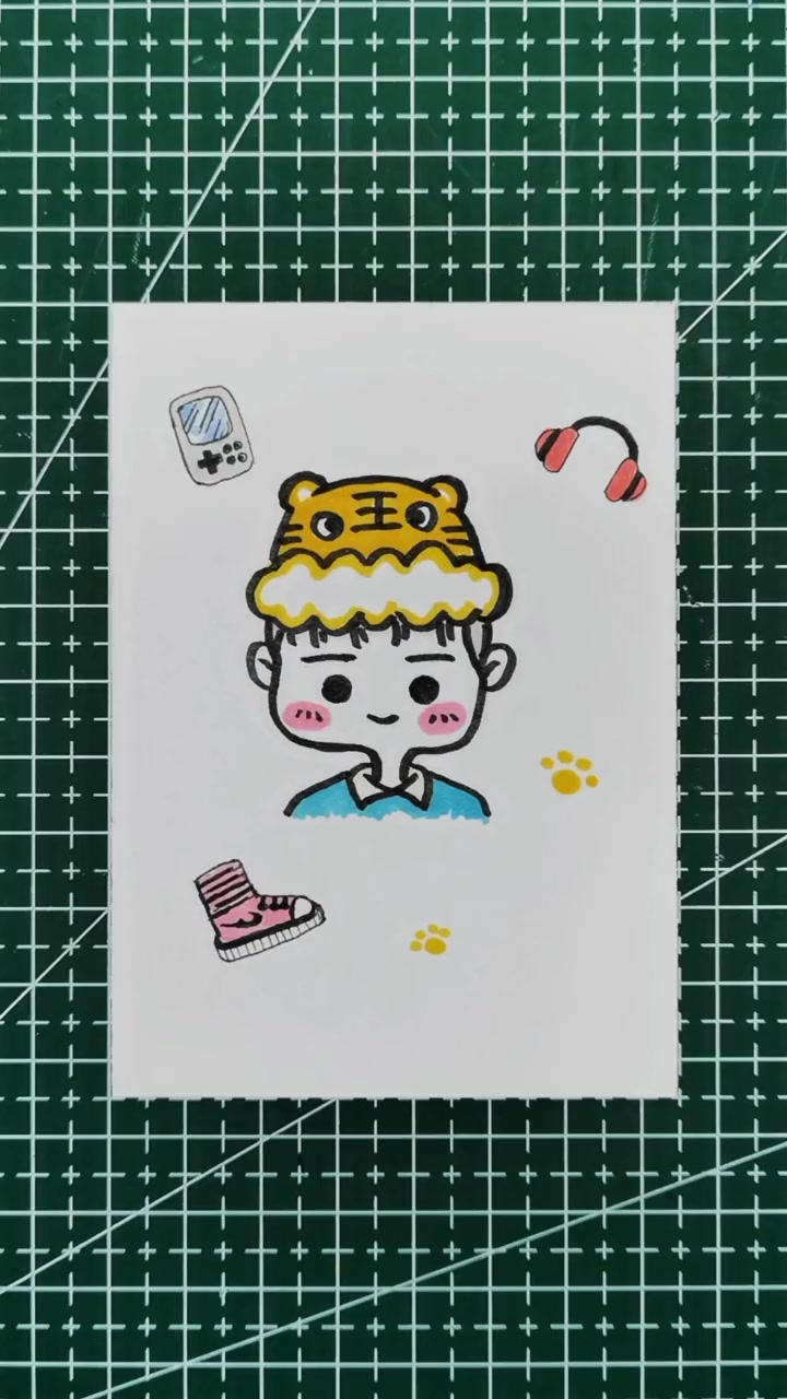 第11集|虎年新年头像,戴虎头帽小男孩简笔画来了!萌萌的,你就是萌萌的!简笔画 卡通 手绘