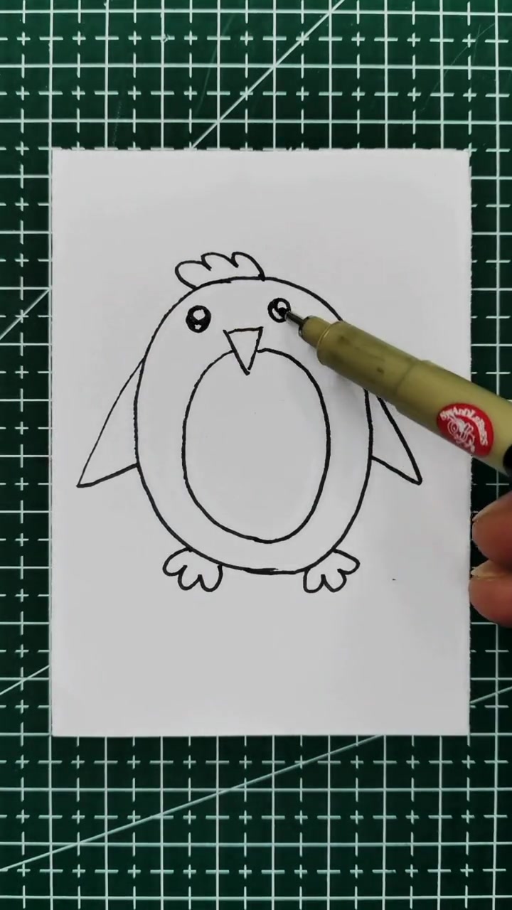 第15集|用2个0画一只可爱的企鹅简笔画,还是一只染过头发的企鹅喔!简笔画 原创 数字创意