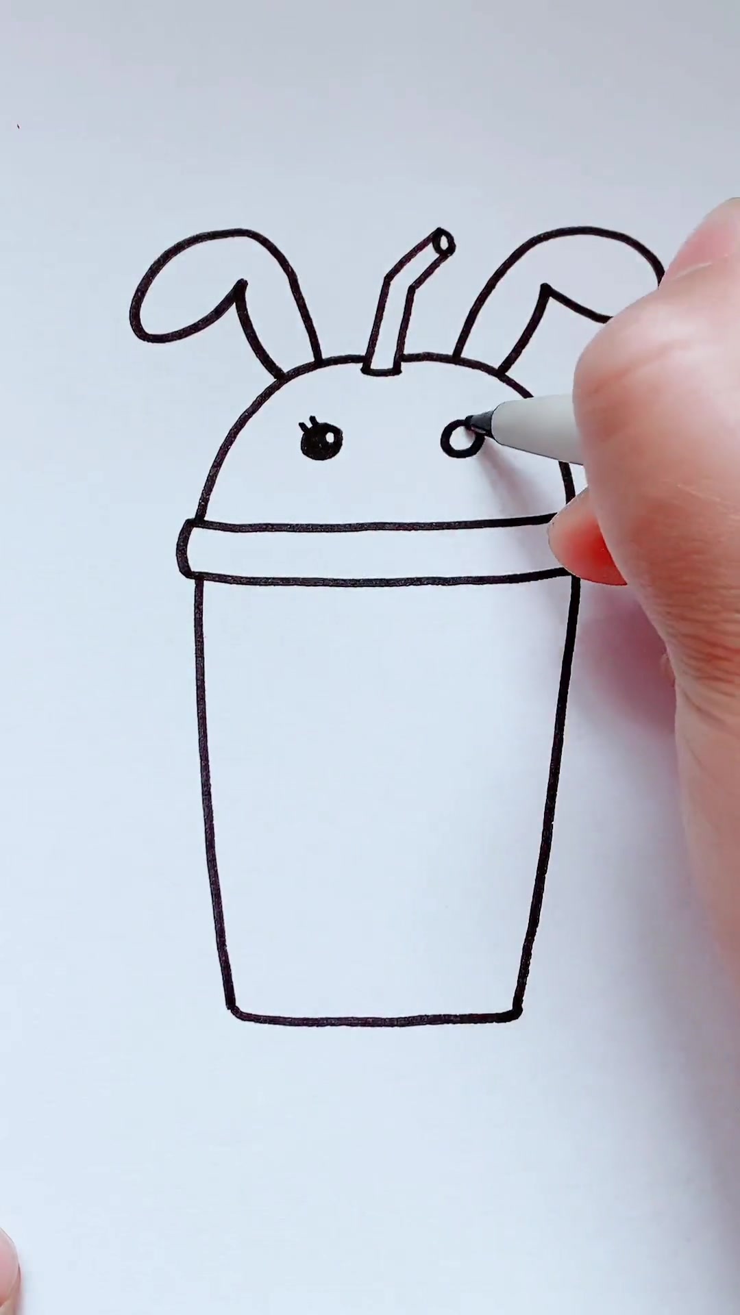 一起画草莓奶茶 简笔画 儿童简笔画 亲子简笔画