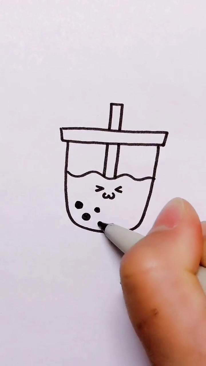 珍珠奶茶简笔画 我要上热门 简笔画