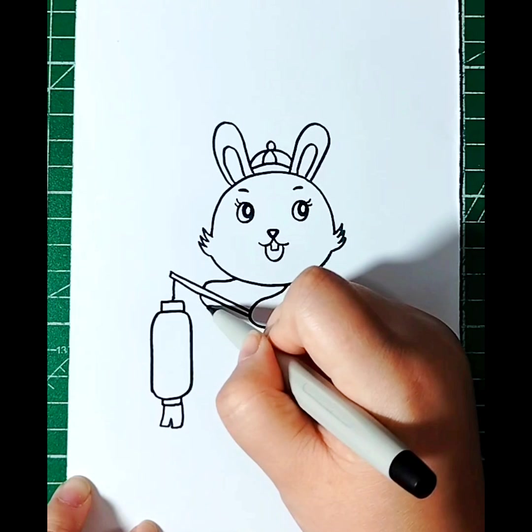 小兔子简笔画,兔年大吉,平安喜乐,儿童画,新年主题画