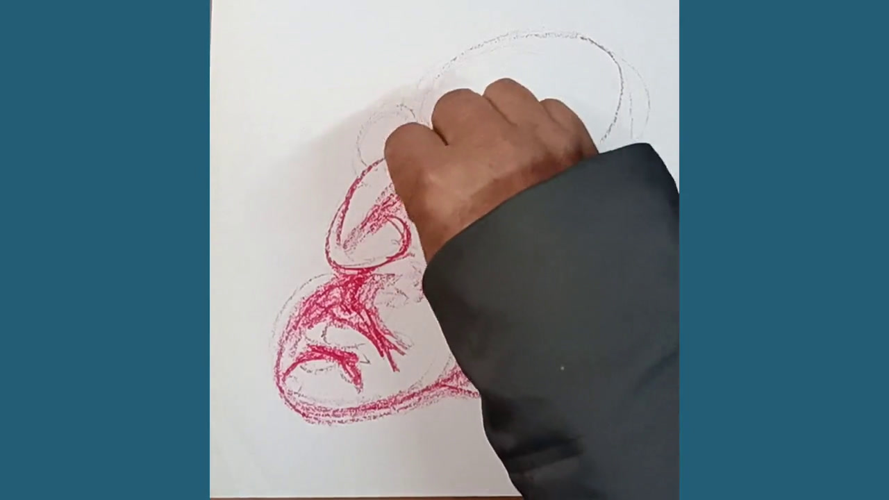 用油画棒画一个漫画人物头像红色老人头#简笔画 #手绘 #画画