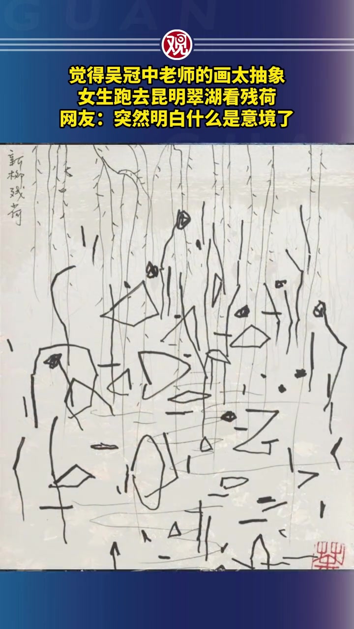 觉得吴冠中老师的画太抽象,女生跑去昆明翠湖看残荷,网友:突然明白什么是意境了(素材来自)