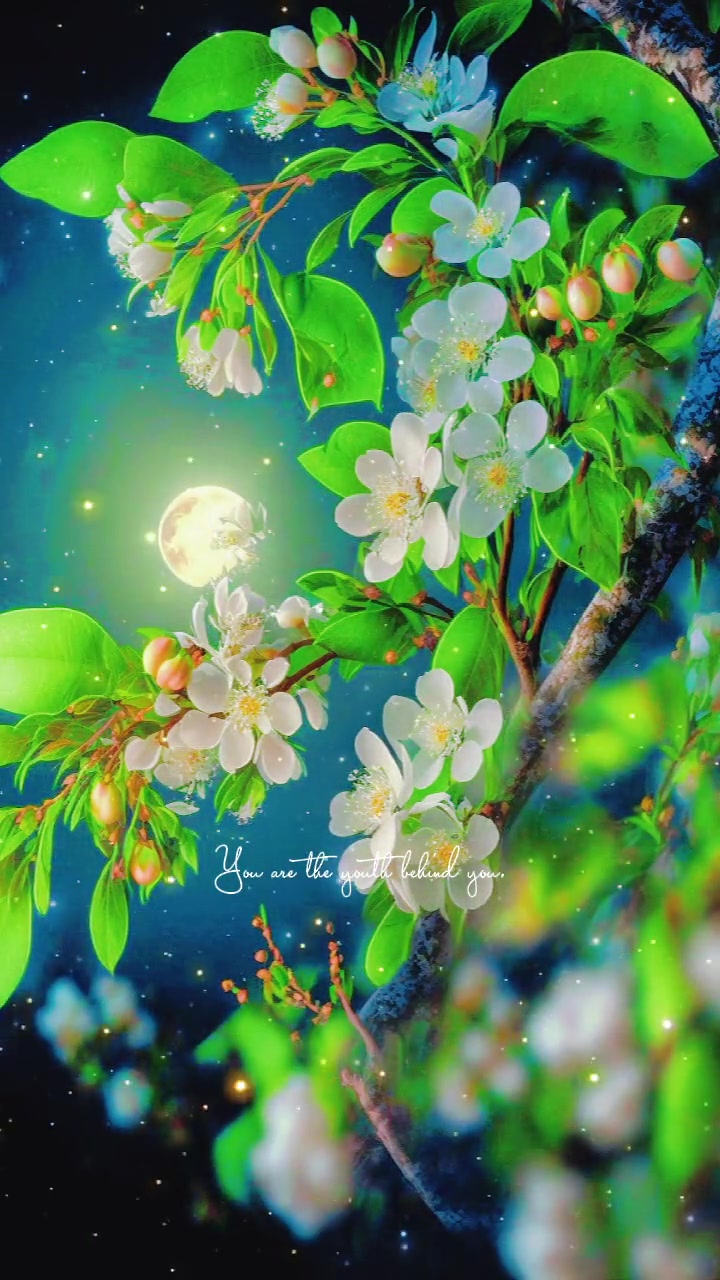 温暖平安过大年 月下海棠。ai绘画 送你一张壁纸 手机壁纸