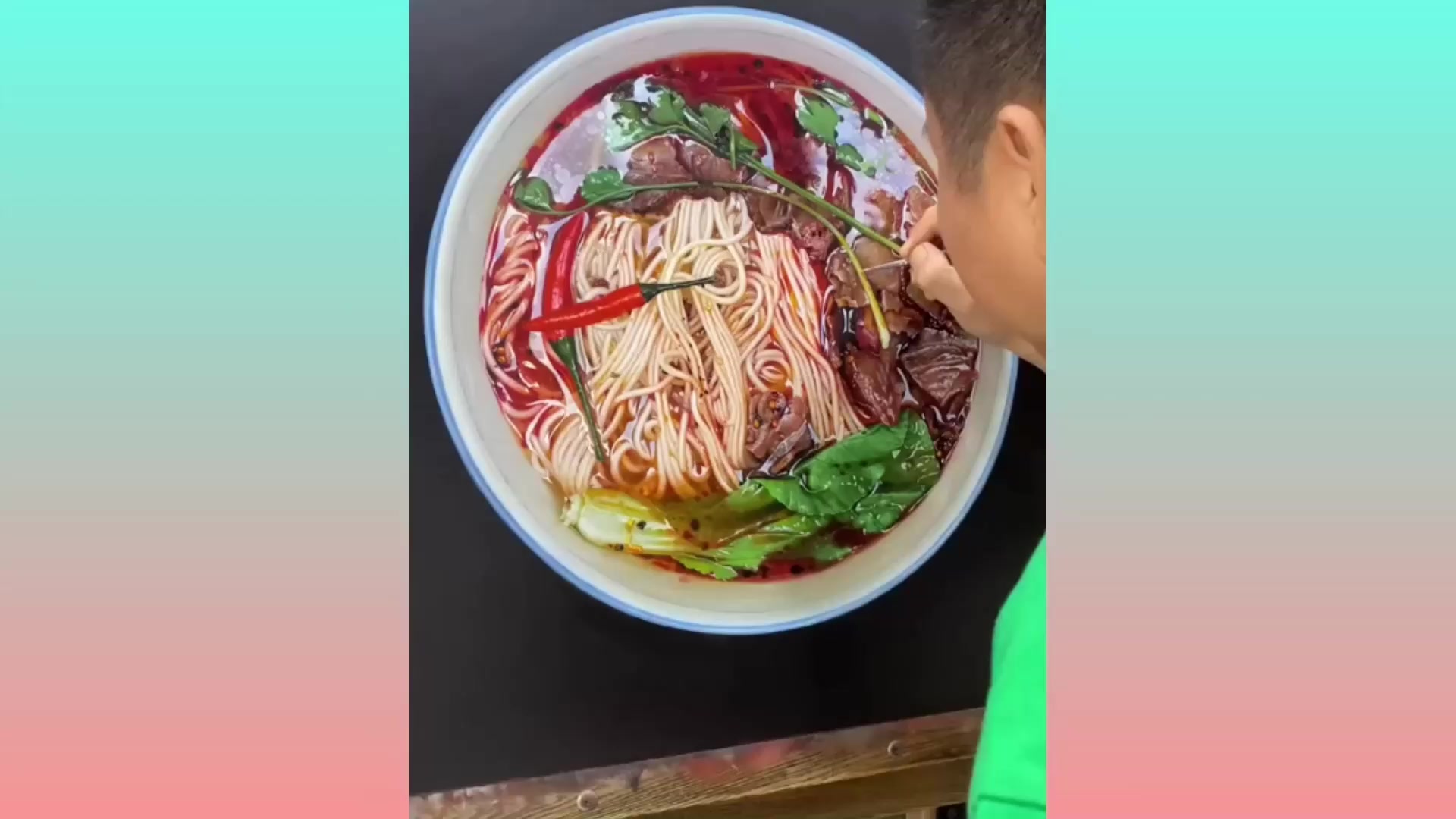 震惊!这碗牛肉面竟画的如此逼真!馋哭了!