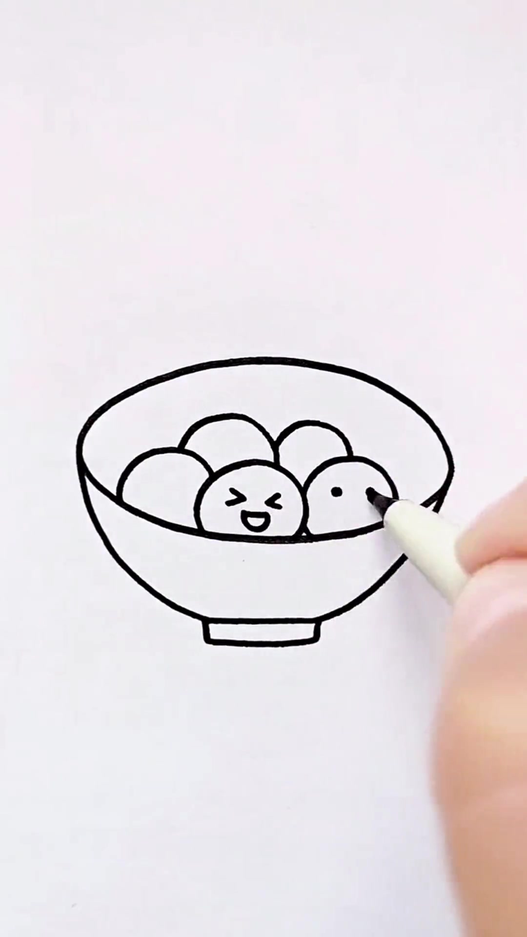 教孩子这样画汤圆,简单又可爱,你家孩子爱吃汤圆吗?儿童简笔画_简笔画_一起学画画