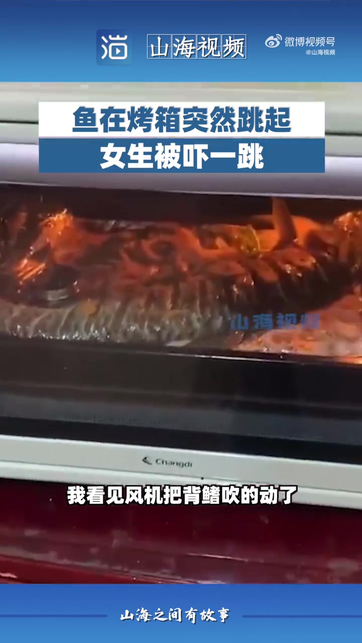 「鱼在烤箱突然跳起女生被吓一跳」2月5日,福建宁德,鱼在烤箱突然跳起女生被吓一跳。蔡女士称