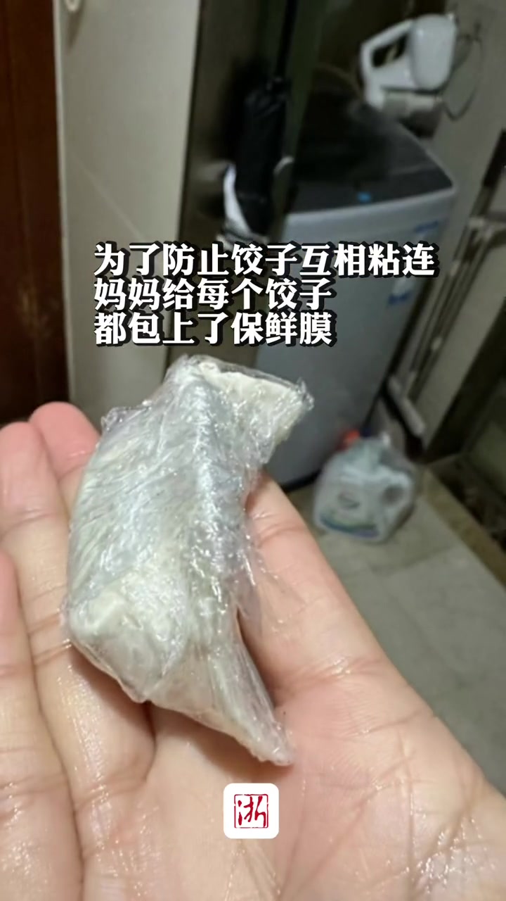 网友晒出妈妈寄来的一百多个手工饺子,瞬间破防!为了防止饺子粘连,妈妈给每个饺子都包上了保鲜