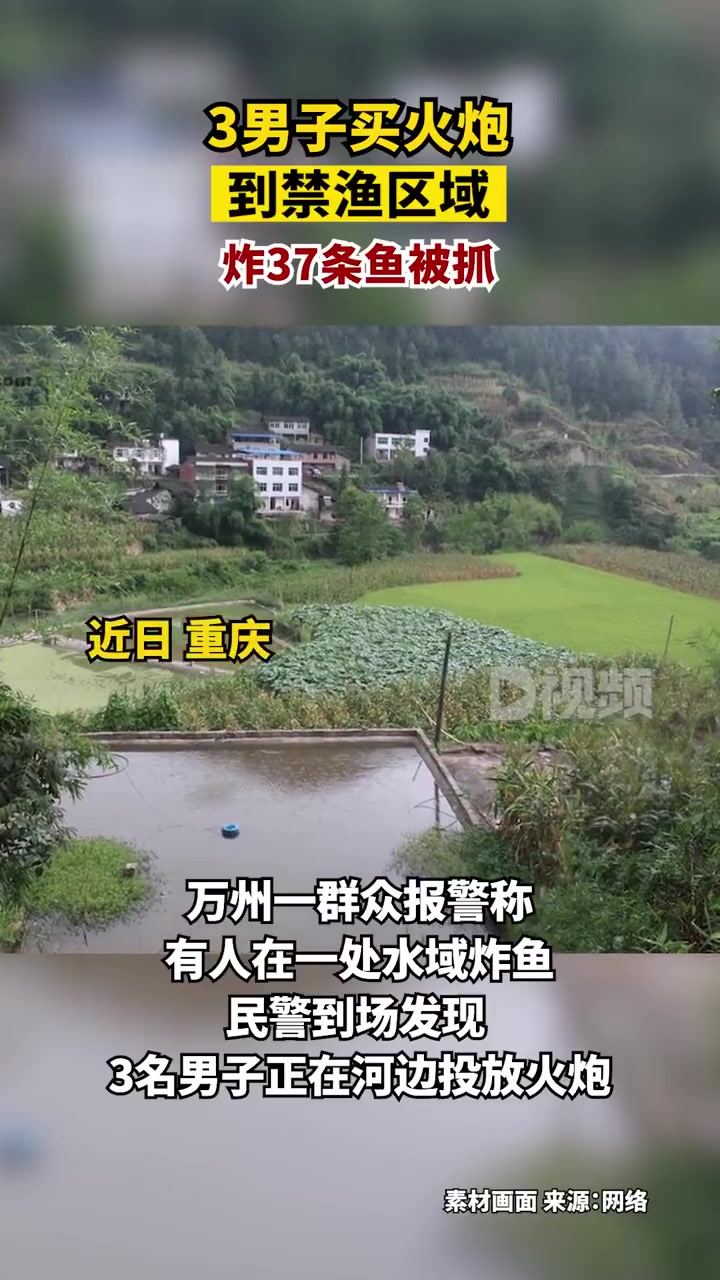 菏检播报「3男子买火炮炸37条鱼被抓:用20颗火炮炸了520克鱼」近日,重庆,万州一群众报