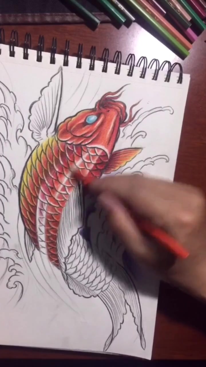 教您画鲤鱼上色,一小时的视频压缩到二分钟,来呀交流吧!