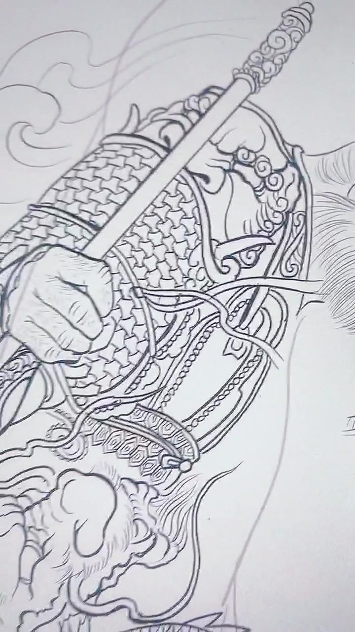 粉丝定做的花臂手稿,线条画完