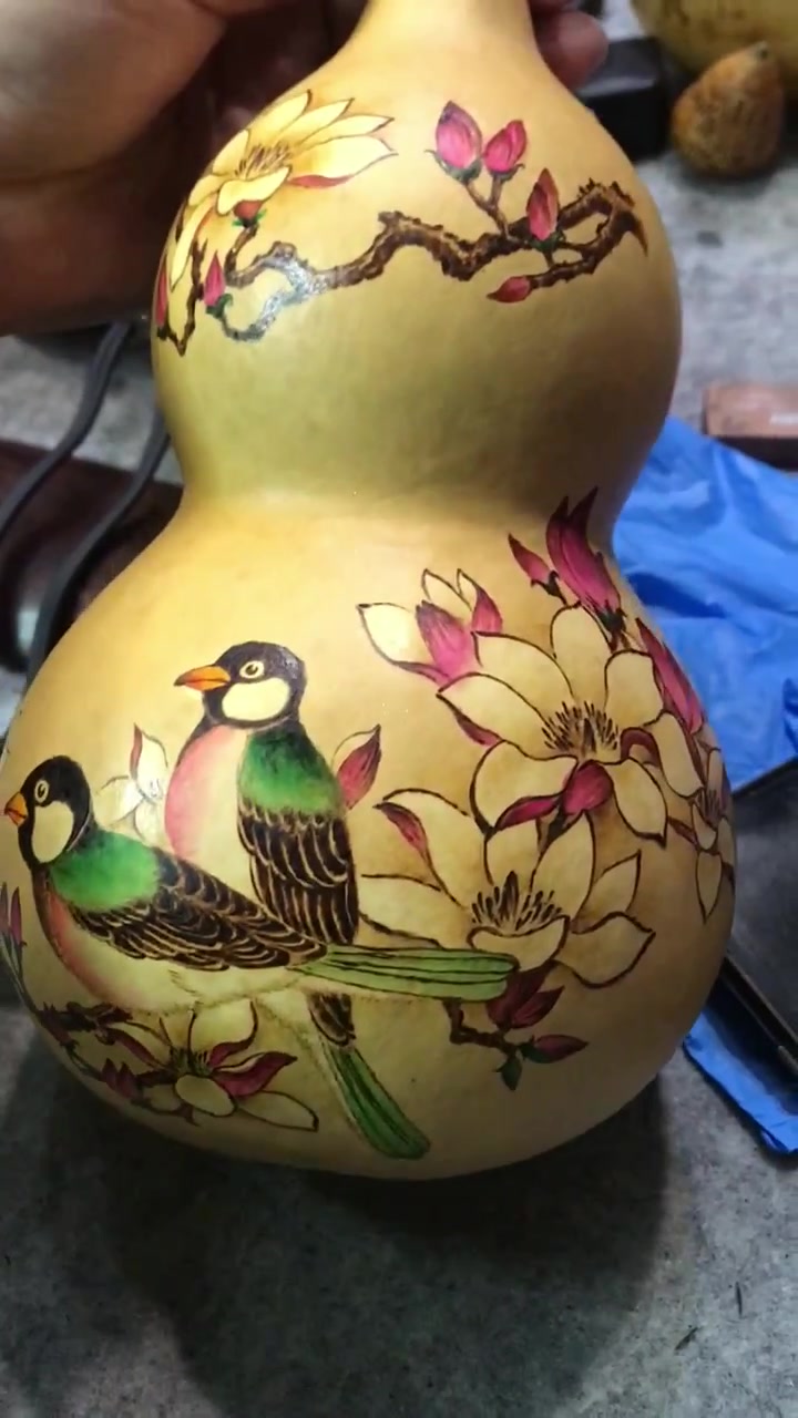 原创作品鲤鱼跃龙门葫芦烙画
