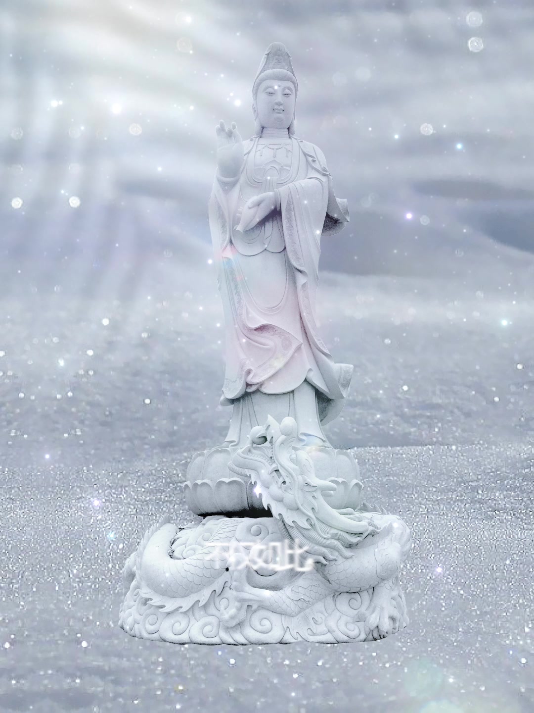 观音雕塑 石雕佛像 石雕鳌头观音 青石骑龙观音 鳌鱼观音石头像