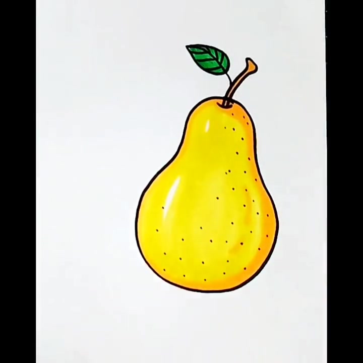 第197集 | 《梨》简笔画,甜甜的大鸭梨 #简笔画  #儿童画  #创意美术  #水果简