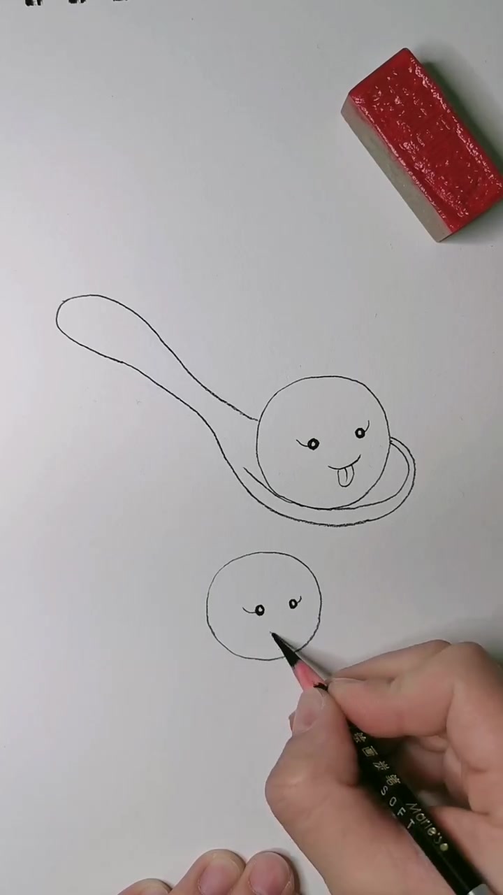 炭笔彩铅画-元宵!