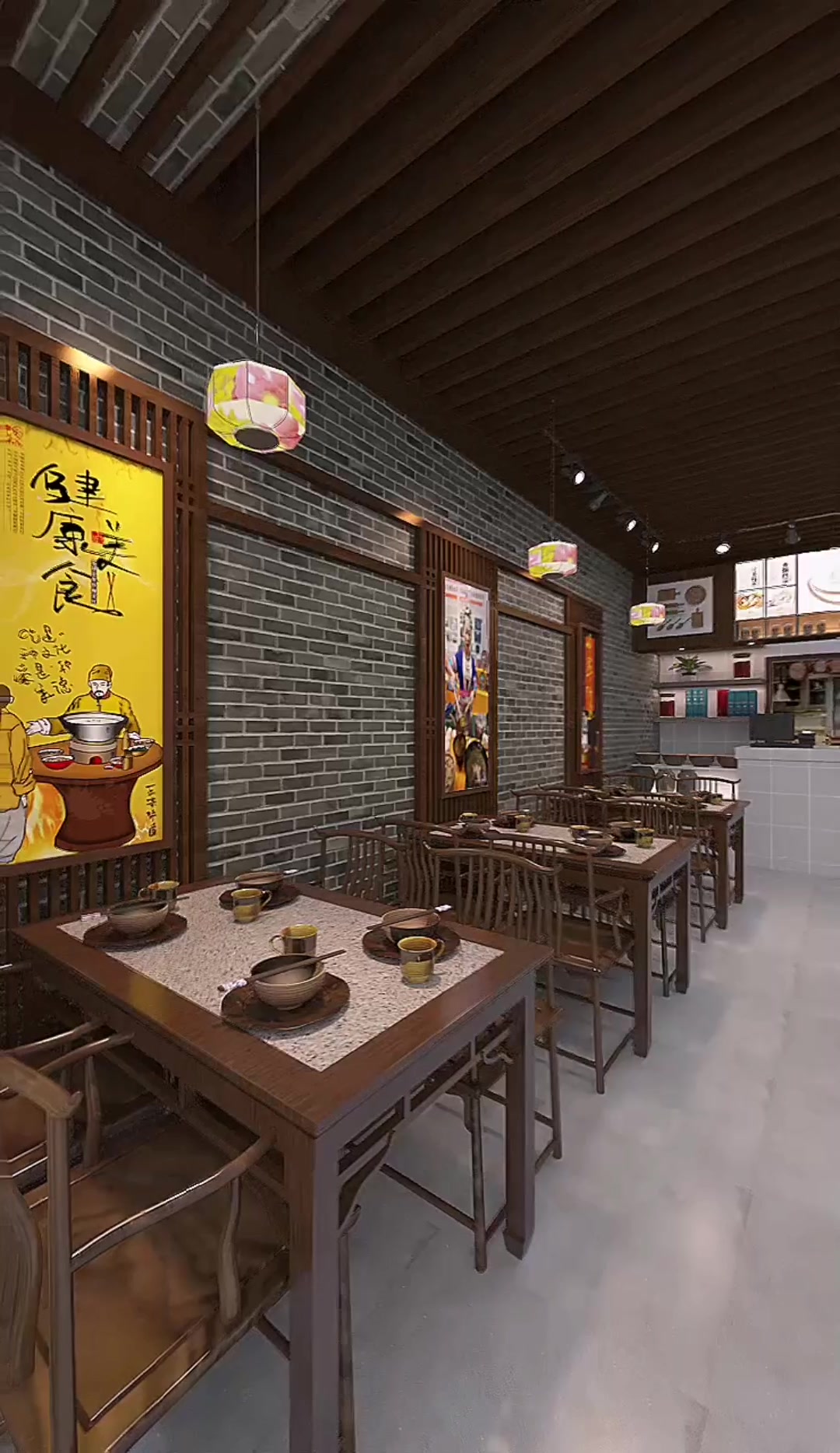 一镜到底复古风土菜馆设计装修案例