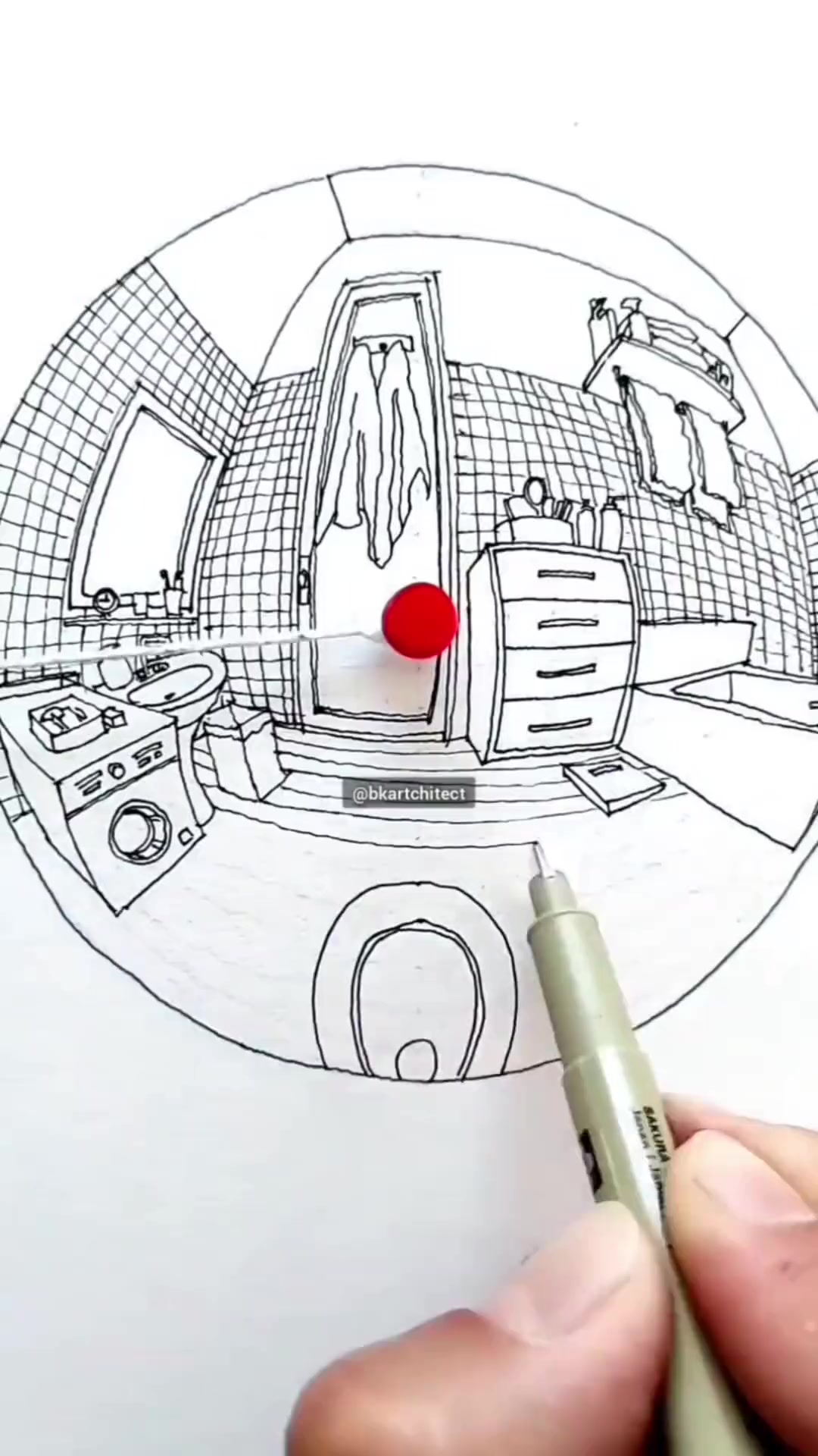 绳子鱼眼透视的画法,学习一下,鱼眼透视是我觉得最难的透视画法啦 零基础学画画 透视 绘画分