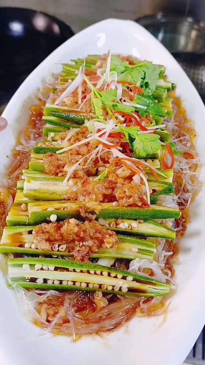 蒜蓉粉丝蒸秋葵教程