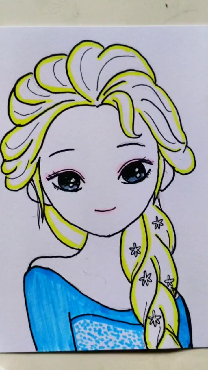 第8集|创作灵感 艾莎公主画法教程来啦。艾莎公主简笔画法。艾莎公主 画画 简笔画 手绘 绘