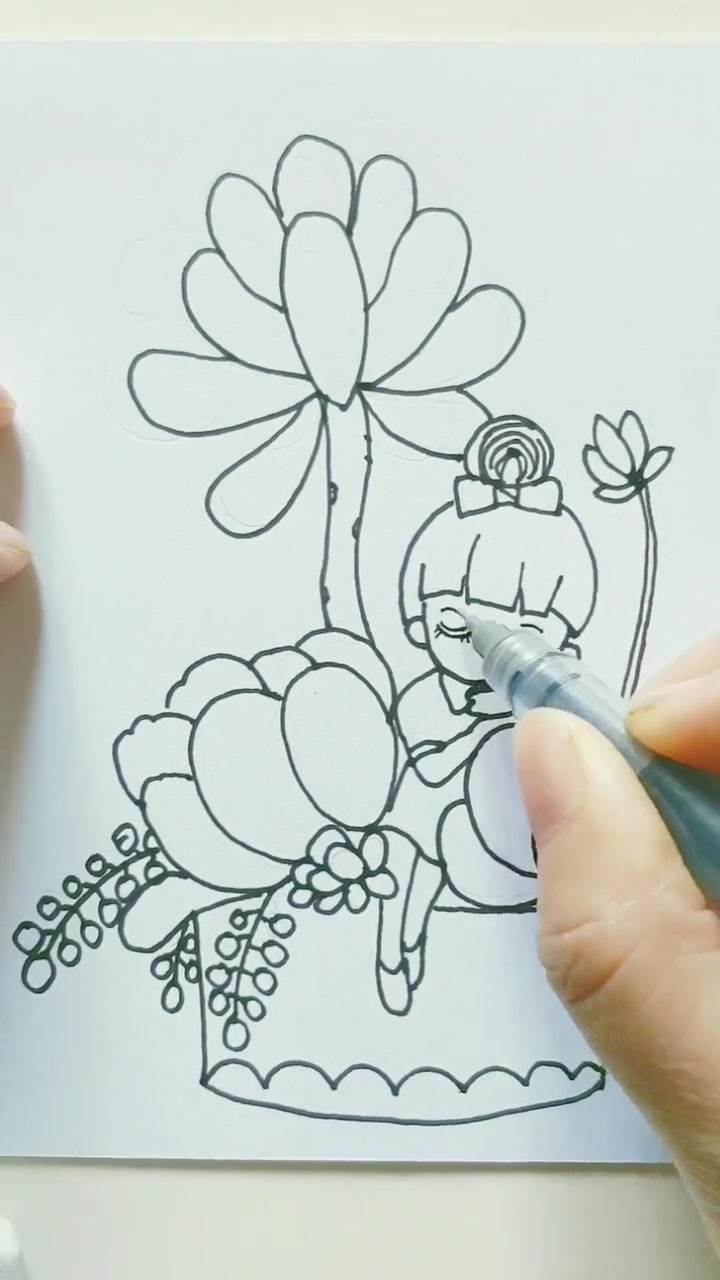 第9集|创作灵感 春天气息,一组多肉植物简笔画,简笔画 画画 手绘 春天主题画 绘画 创意