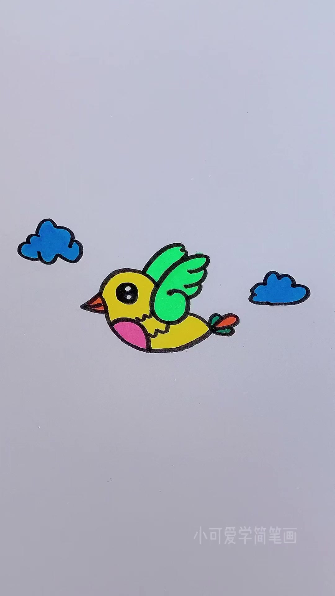 飞起来的小鸟!简笔画
