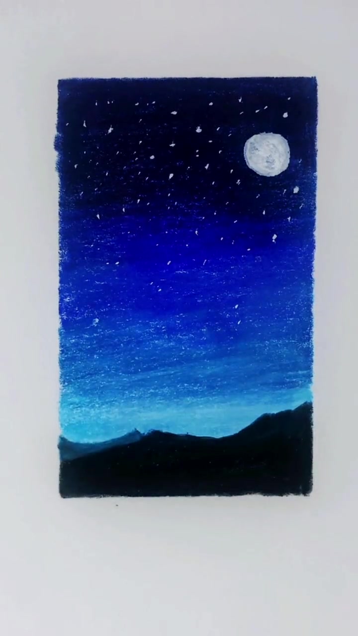第4集|还不知道怎么用彩铅画夜空?这副你一定能学会 星空画 手绘 零基础学画画 原创 彩铅