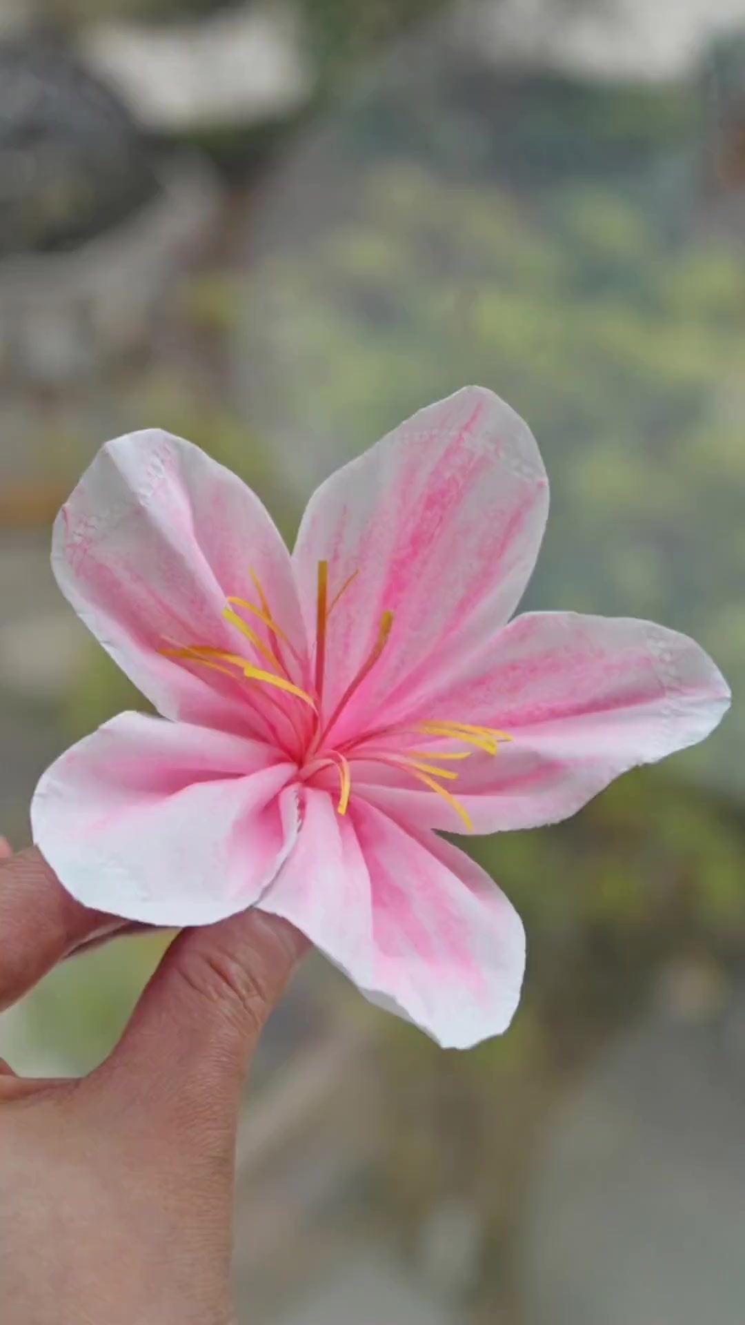 春暖花开,用纸巾来做朵仙气飘飘的桃花。亲子手工 桃花朵朵开 纸巾桃花 纸巾手工