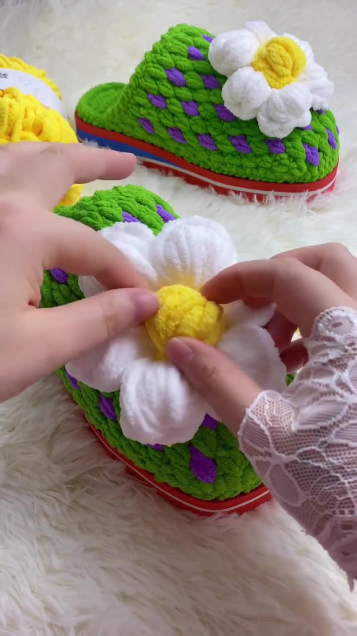 泡芙花花心钩织与连接教程~