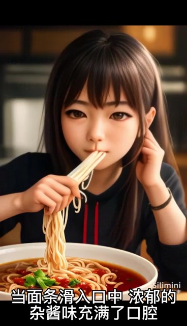 AI 女孩吃炸酱面,你认同吗?