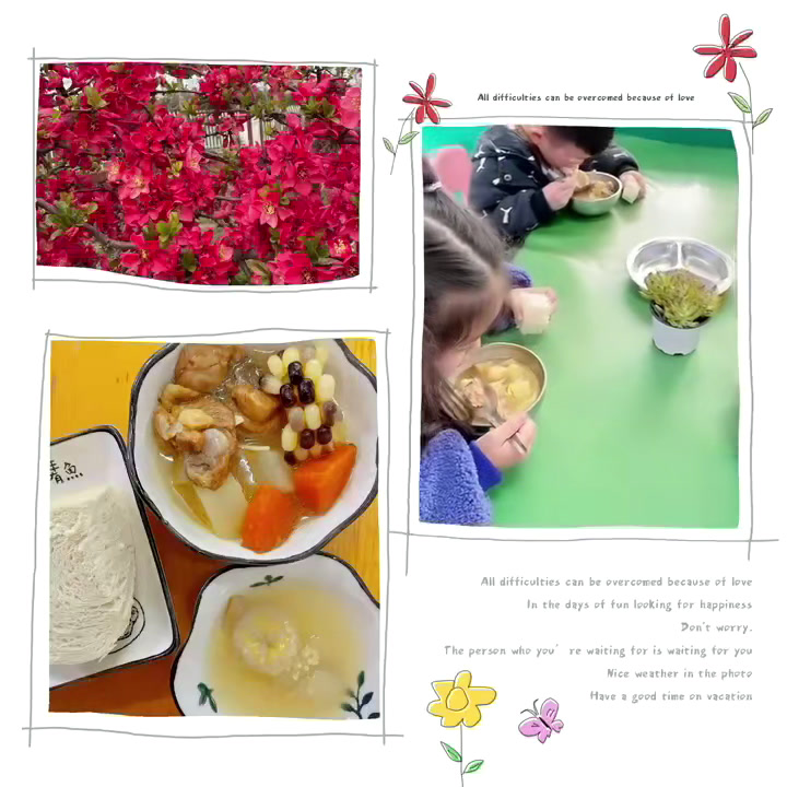 鸡块炖土豆+什锦水果粥 鸡块、土豆 慢食三餐,幸福一天「爱心」