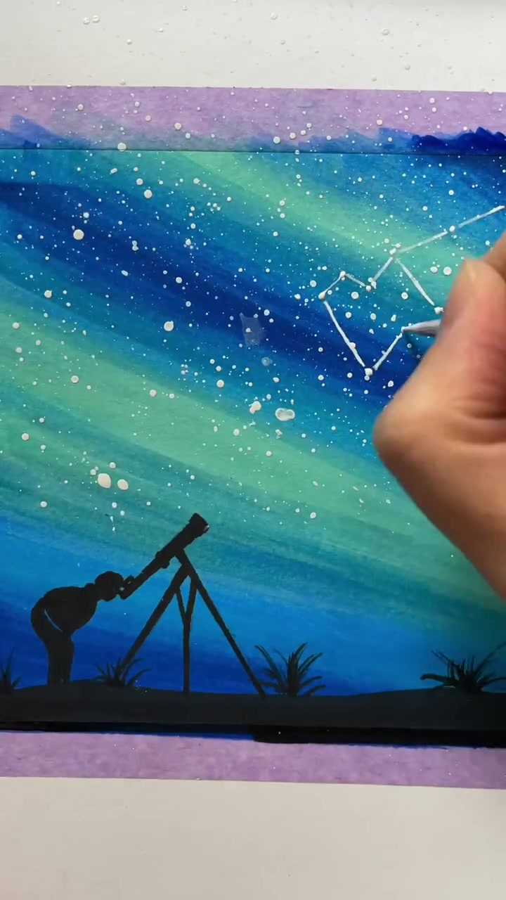 第一次发现,用马克笔画星空竟然如此简单~ 马克笔 画画