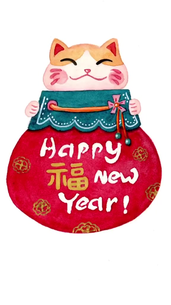 你的红包已塞满,钱多得花不完~ 水彩 水彩呀水彩 插画 原创 简笔画