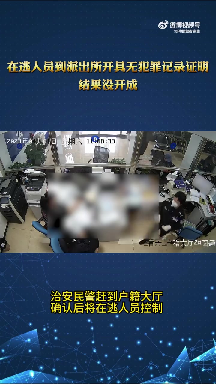 「逃犯到派出所开具无犯罪记录证明被抓」4月1日上午,一男子到北京市公安局丰台分局看丹派出所