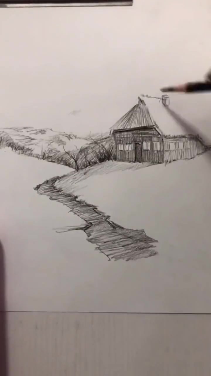 基础速写风景!一支炭笔就能搞定!简单易学……