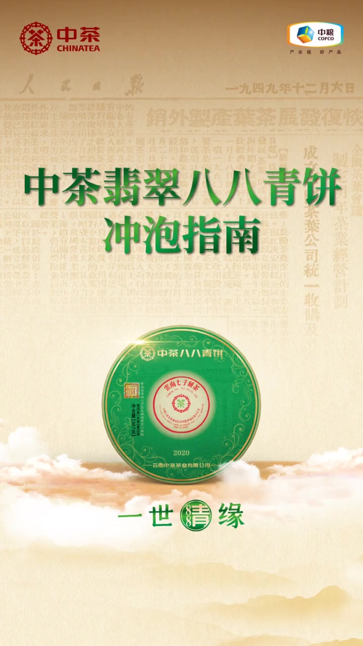 2020中茶翡翠&nbsp;八八青饼,标准冲泡方法,你学会了吗?