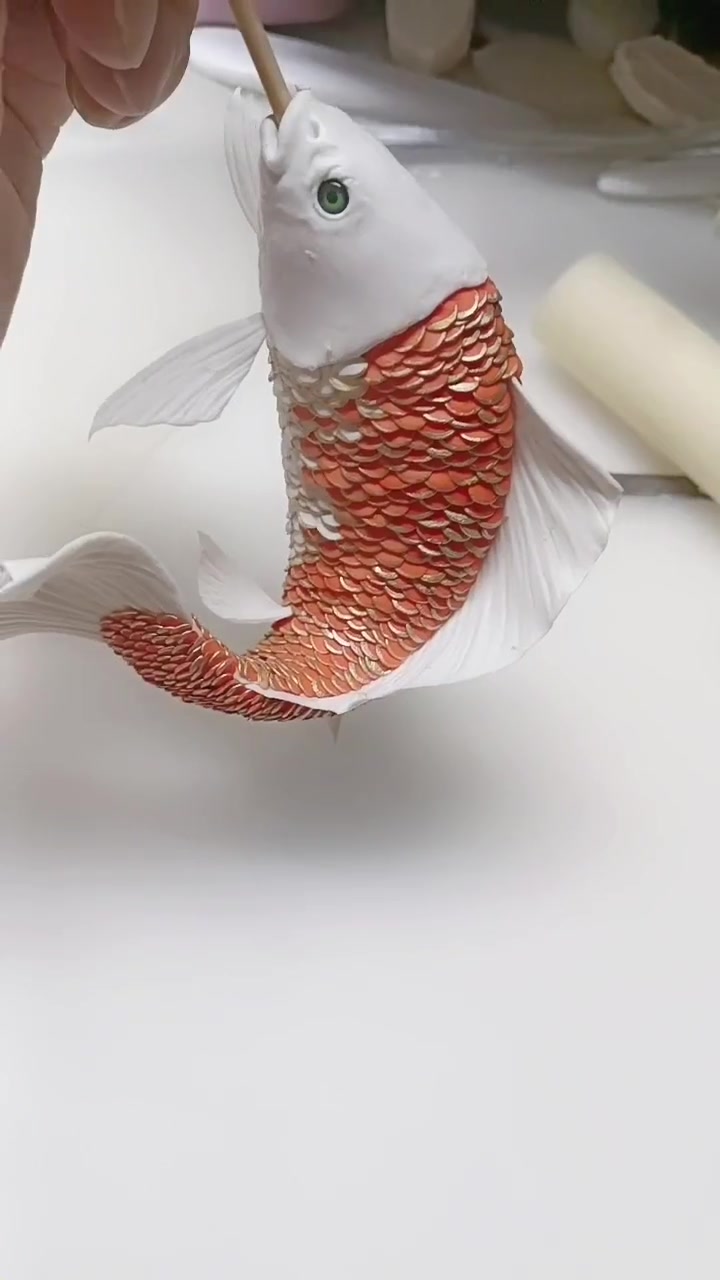 柔瓷泥制作鲤鱼跃龙门 面塑 翻糖 食品雕刻+小助手