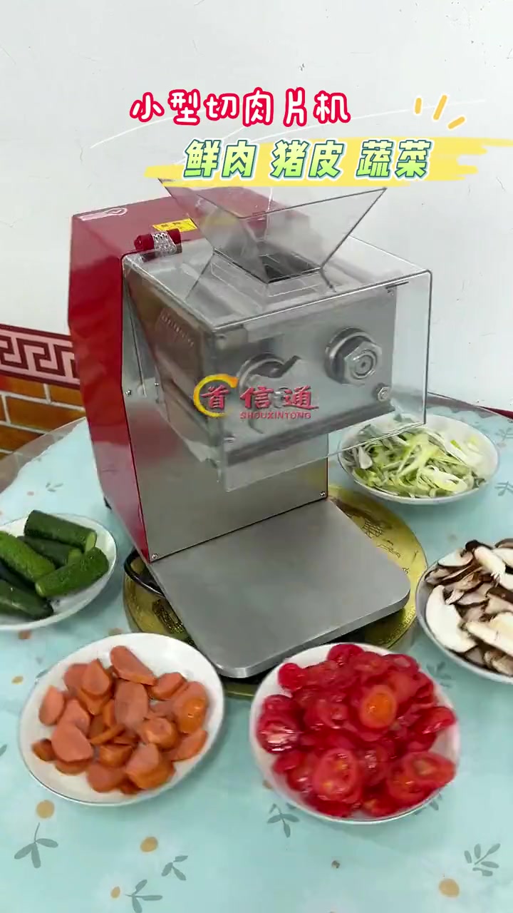 鲜肉切片机 小型切肉片机 切肉机 可以切鲜肉熟肉蔬菜切片切丝切丁 肉类加工设备 切肉丝机