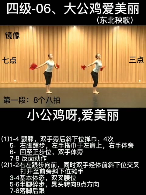 第6集|4-6 大公鸡爱美丽 考级舞蹈 中国舞 镜面教学 舞蹈 舞蹈分解 舞蹈分解教学视频
