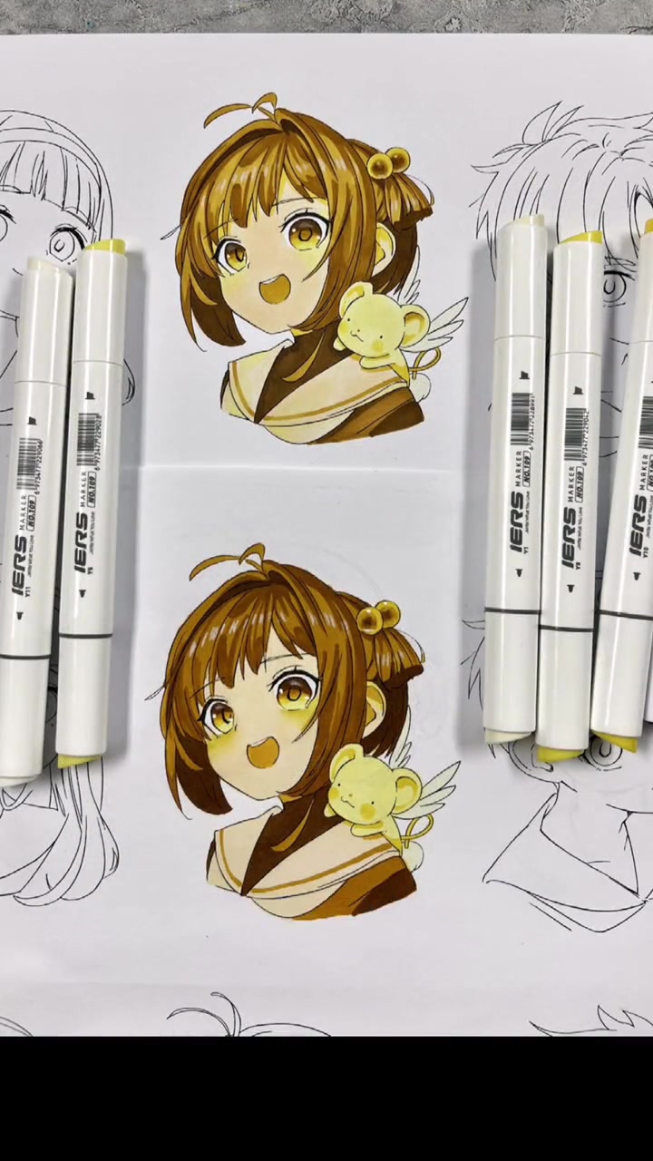 硬头马克笔单色系人物入门最佳(素材来自插画师tyota板绘作品)马克笔手绘 一起学画画 手