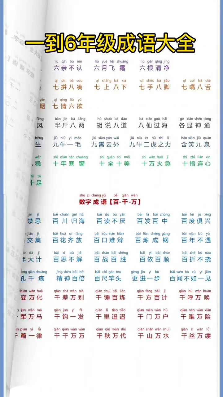 小学一到六年级成语大全