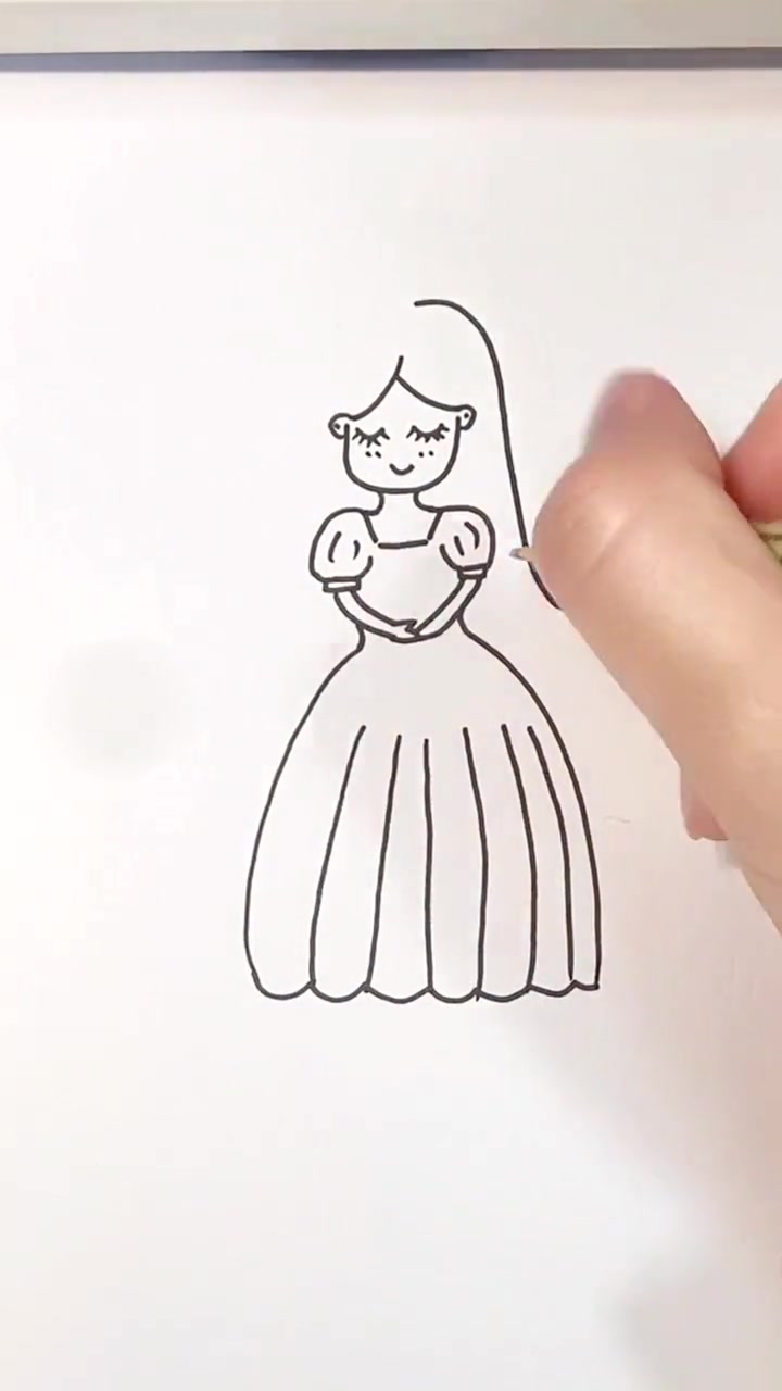 小公主简笔画,简单易学,一起来试试吧 简笔画 儿童绘画 画画 小公主