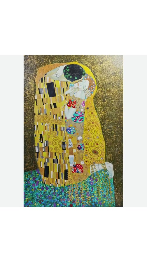 分离派拥吻丙烯X油画