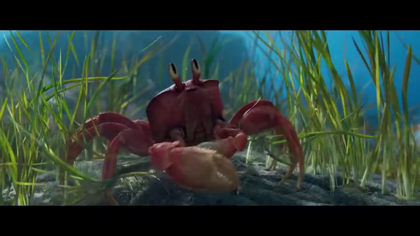 迪士尼真人版《小美人鱼》正片片段之Under The Sea,这是塞巴斯丁的唱段,这个角色