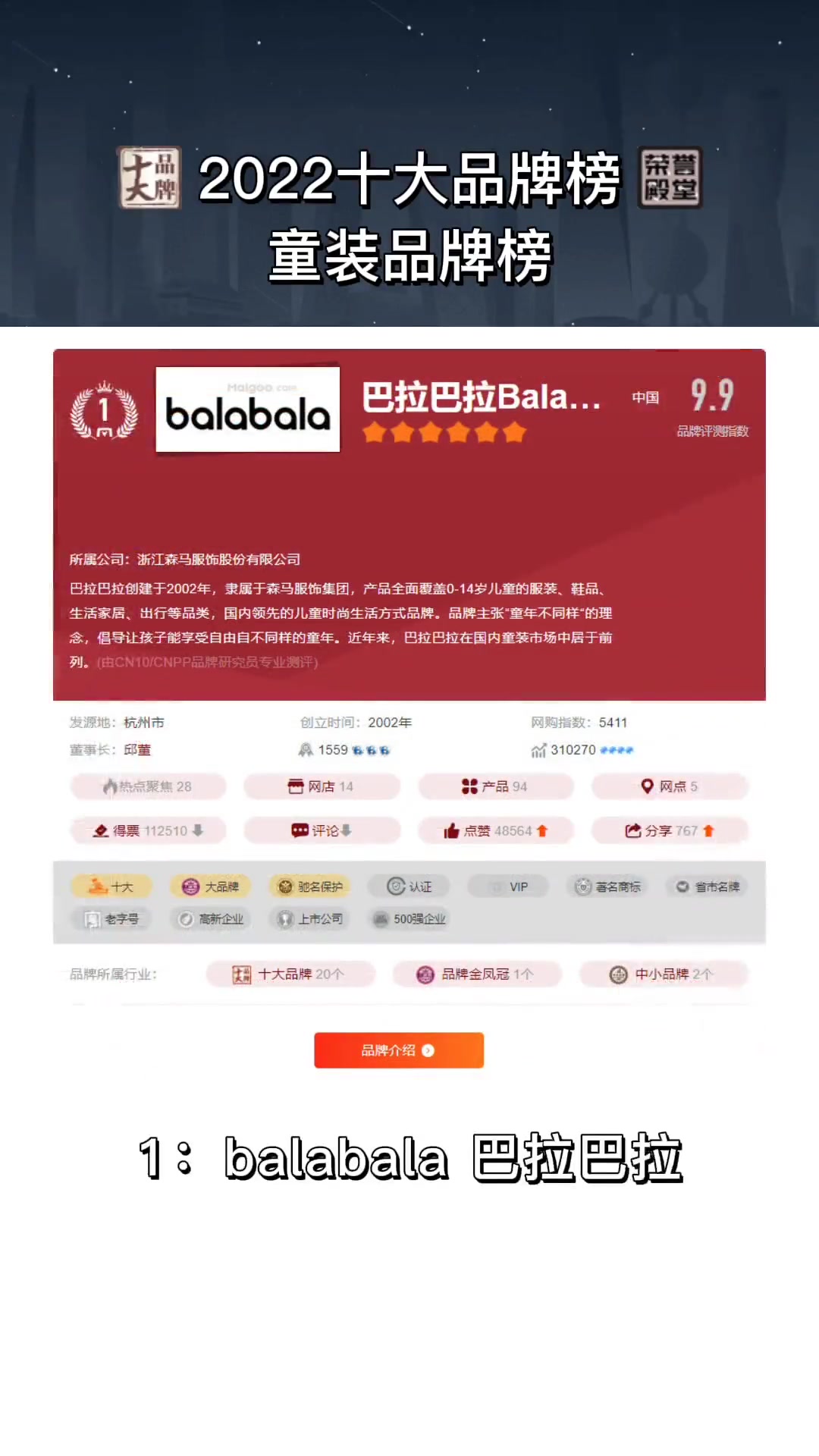 2022十大童装品牌榜,童装品牌排行榜前十名
